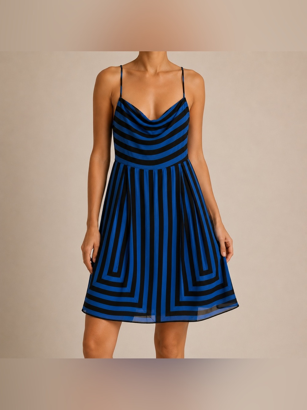 Anna Sui Racerback Silk Cotton Dress Blue Black Striped Women’s 4